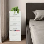 6 Drawer File Cabinet with Lock, Vertical Filing Storage Cabinets with Wheels Metal Rolling Organizer for Home Office Study