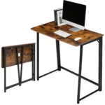 JHK Folding Office Computer Desk 31.5 Inch Metal Frame Easy Assembly Compact Foldable Writing Workstation For Home PC Table