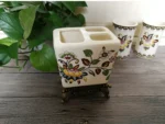 Bathroom Accessories Vintage Flower Ceramic Toothbrush Holder Bathroom Couple Toothbrush Toothpaste Storage Holder Bathroom