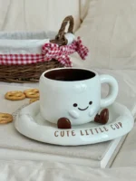 Creative Footprint Ceramic Coffee Cup & Saucer, Hot Sale Aesthetic Mug, Cute Drinkware for Living Room & Home – side