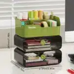 3 Layers Desk Organizer With Drawers Multifunctional Office Accessories Storage Box Stationery Desktop School Supplies