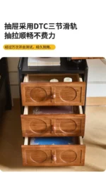 Goldoma ash wood dressing table with mirror and six drawers in a bedroom setting