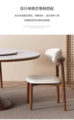 Modern round slate dining table with solid wood legs - Goldoma