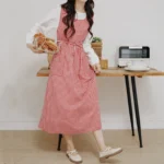 Korean Fresh Cotton Plaid Apron Side Slit Tie Gardening Vintage Apron Flower Shop Coffee Shop Restaurant Baking Apron