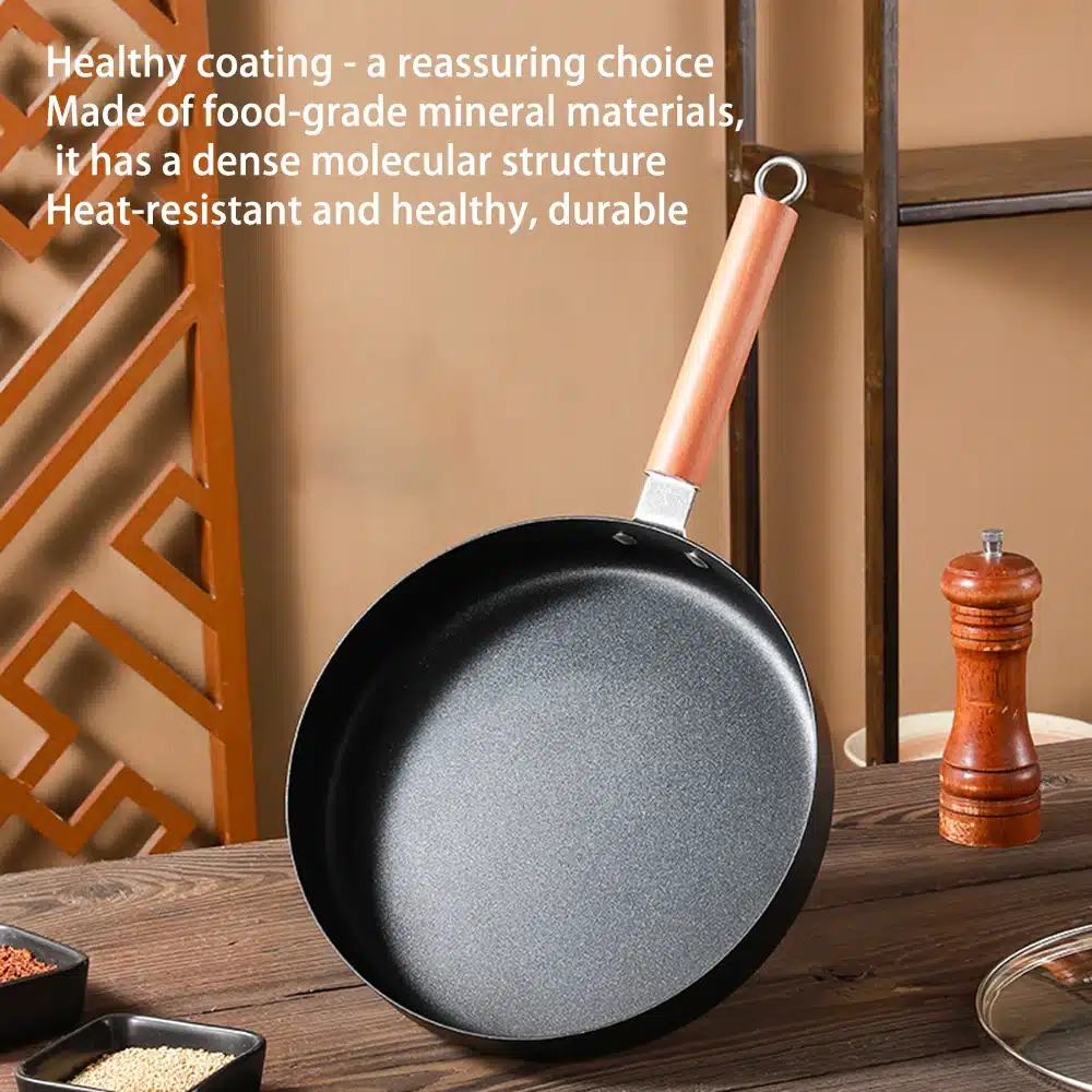 24/26/28 cm xNon-stick Flat-bottomed Frying Pan Cast Iron Egg Steak Frying Pans Kitchen Cookware Anti-scald Handle Cooking Pot