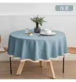 New Large Round Tablecloth Solid Color Cotton Linen Waterproof Table Cloth Oil-Proof Table Cover for Kitchen Garden