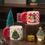 620ml Santa Claus Cup Cartoon Ceramic Coffee Cup Large Capacity Couple Water Mug Home Breakfast Oat Milk Mug Christmas Gift
