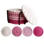4Pcs 11x11cm Small Round Cotton Woven Coffee Mug Tea Cup Coaster Table Placemat Plate Mat Kitchen Insulation Pad – side view
