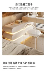 Modern dressing table organizer shelf with 2-tier minimal design holding makeup and accessories on vanity