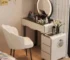 Goldoma modern minimalist dressing table with mirror and six drawers in a bright bedroom
