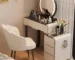 Goldoma modern minimalist dressing table with mirror and six drawers in a bright bedroom