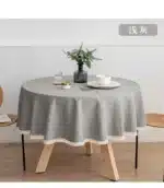 New Large Round Tablecloth Solid Color Cotton Linen Waterproof Table Cloth Oil-Proof Table Cover for Kitchen Garden