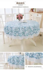 PVC Hotel Waterproof and Oil Proof Large Round Tablecloth Hotel Plastic Round Table Cloth Wash Free and Scald Proof Table