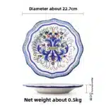 Hand Painted Ceramic Plate Creative Irregular Steak Dish Western Dinnerware Home Decor – close-up detail