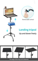 145cm Projector Tripod Stand Laptop Tripod Adjustable Height 23 to 63" Standing Desk Outdoor Computer Desk Stand for Studio