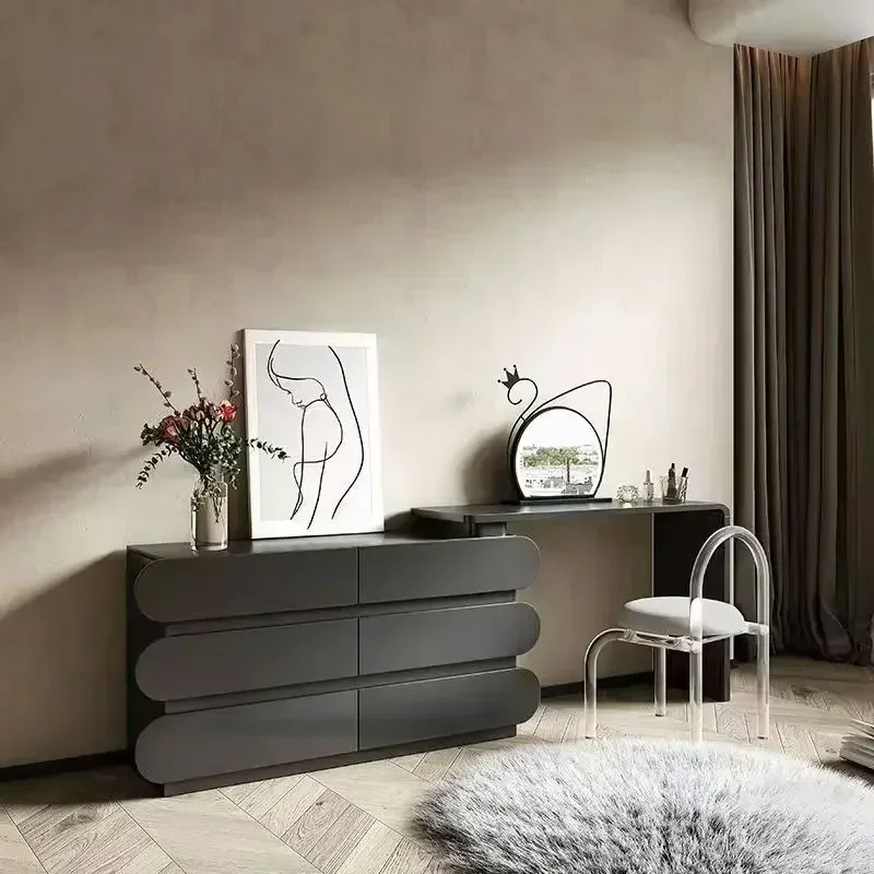 6-Drawer Wooden Dresser with Mirror and Jewelry Box - Modern Vanity Table for Bedroom