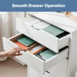 7 Drawer Mobile File Cabinet Under Desk Storage Organization with Wheels Vertical Filing Chest Rolling Wood Small Desk