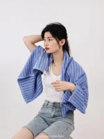 Striped Geometric Rhombuses Cotton Towels Soft Absorbent Face Towel Combed Long Staple Kids Hands Towel Adult Bath Household