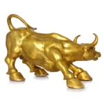 Feng Shui Mascot Copper Bull Wall Street Cattle Sculpture Cow Statue Office Decor Crafts Gift – in a cozy room setting