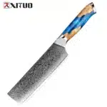 XITUO Damascus Kitchen Knife Set HighQuality 1-7PC Japanese VG10 Steel Chef Knife Cleaver Santoku Boning Fruit Knife Blue