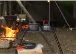 Aluminum Outdoor Camping Cookware Set, With Mesh Bag Folding Cookset Camping Kitchen Cooking Teapot and Pans Equipment