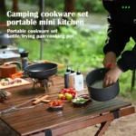 Camping Cookware Mess Kit, Non-Stick Lightweight Pots Set Portable Outdoor, For Backpacking Hiking Outdoor Cooking and Picnic - Image 4