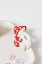 Creative Cartoon Cute Girl Heart Red Mushroom Ceramic Tableware Single Handle Bowl Soup Pot Breakfast Plate