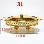 Stainless Steel Glass Serving Dish hot pot small chafing dish Food Warmer Buffet Luxury Golden Oval Hotel Wedding Chafing Dish - Image 8