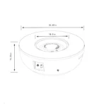 50,000 BTU fire pit table with grey steel finish and propane tank holder on a patio