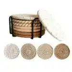 4Pcs 11x11cm Small Round Cotton Woven Coffee Mug Tea Cup Coaster Table Placemat Plate Mat Kitchen Insulation Pad