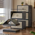 Foldable storage cabinet on wheels in white with two doors, 60cm wide, perfect for bedroom organization