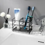Bathroom Toothbrush Holder Stainless Steel Black Sliver Tooth Brush Holder Toothpaste Holder Stand Bathroom Organizer