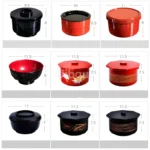 Japanese style ramen bowl set with melamine bowls, spoons, and noodle cups on a table