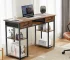 JHK 48 Inch Computer Gaming Desk with Fabric Drawers Storage Shelves Metal Frame Adjustable Feet Table For Bedroom Home