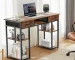 JHK 48 Inch Computer Gaming Desk with Fabric Drawers Storage Shelves Metal Frame Adjustable Feet Table For Bedroom Home