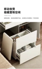 Modern white LED vanity dresser with mirror and stool - complete makeup table set for bedroom | Goldoma