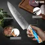 XITUO Damascus Kitchen Knife Set HighQuality 1-7PC Japanese VG10 Steel Chef Knife Cleaver Santoku Boning Fruit Knife Blue