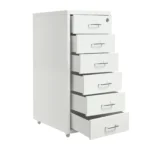 6 Drawer File Cabinet with Lock, Vertical Filing Storage Cabinets with Wheels Metal Rolling Organizer for Home Office Study