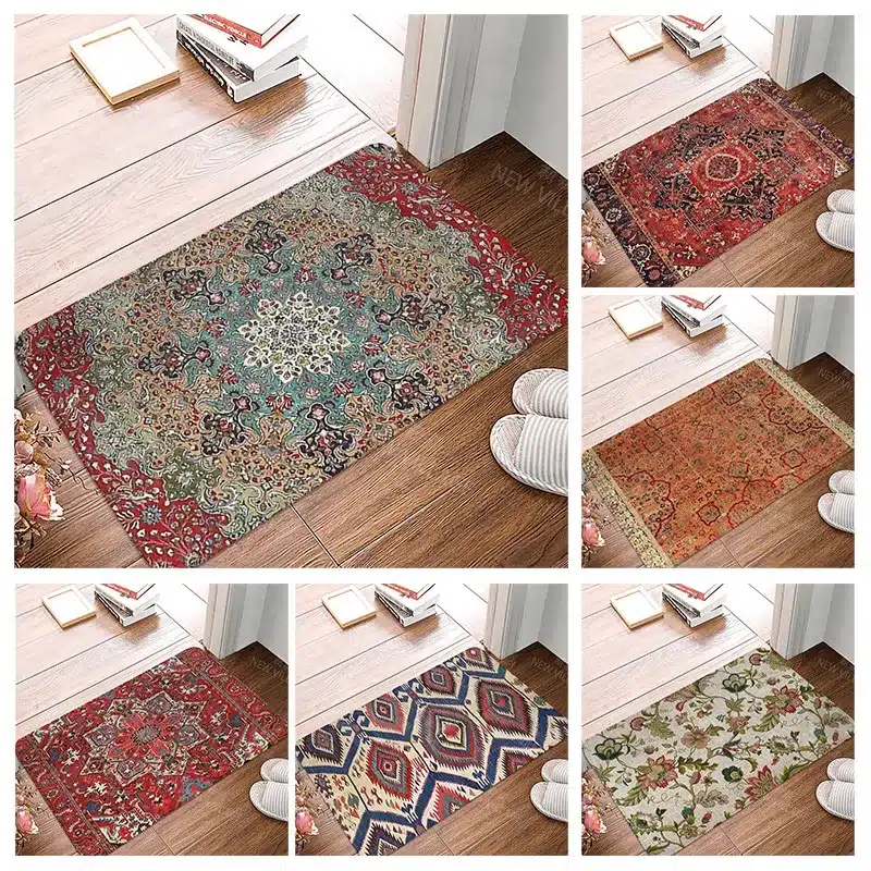 Anti-slip Bath Mat Bathroom Small Rug Shower Mat Home Decor Door Mat Kitchen Bedroom Entrance Room mats Morocco vintage
