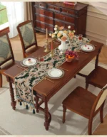 French Vintage Chenille Table Runner Roman Holiday Embroidery Dinning Table Decor Waterproof Christmas Decorative Tablecloth