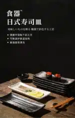 Japanese Cuisine Strip Sushi Plate, Restaurant Ceramic, Long Platter Dessert Plate, Household Tableware – top view