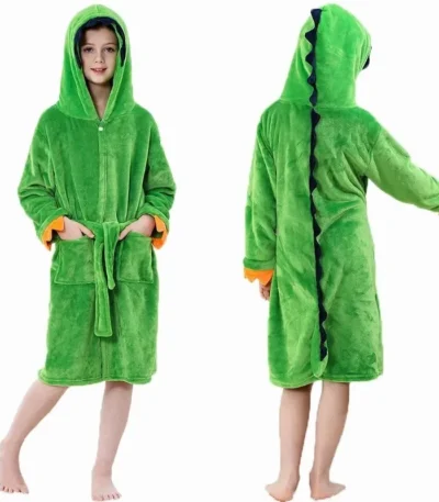 Blue Dinosaur Bath Robe for Boys 3 4 5 6 7 8 9 10 11 12 Years Shark Kids Bath Towel Robe Kigurumi Winter Baby Girls Bathrobe