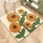 Square Floral Bath Mat, Ultra Plush Absorbent Bathroom Rug, Non-Slip Backing & Soft Touch Surface, Floor Mats for Bathroom Decor - Image 14