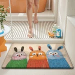 Cartoon Rabbit Bath Mat - Ultra Soft Cotton Velvet, Absorbent & Quick Dry, Non-Slip Backing, Cloud-Like Comfort for
