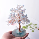 Aquamarine Lucky Tree Natural Crystal Tree Handmade Gemstone Decoration Agate Slices Stone Mineral Ornaments Office Decor