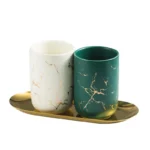 Creative Marbled Gold Plated Mouthwash Cup Couple Toothbrush Holder Bathroom Accessories Ceramic Mouthwash Cup Home