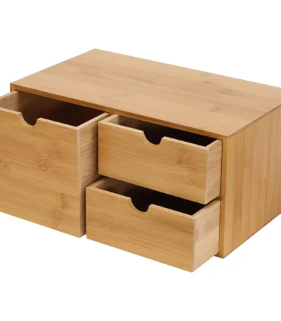Desktop Drawers, Bamboo Desk Organizer Drawer, Tabletop Storage Organization Box, Recess Handles, Flat Top for Office Home