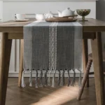 Table Runner Nordic Jacquard Geometric Table Flag Tassel Fashion Tea Flag Dining Flag Long Polyester Cotton Tablecloth – in