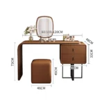 modern extendable dressing table with mirror and stool in a bedroom