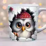 3D cute owl mug 11oz creative coffee mug bird lover friends christmas gift mug home juice cup – base detail